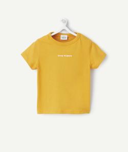 T-shirt à manches courtes bébé garçon en coton bio jaune avec message mignon - 24 M