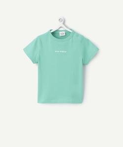 T-shirt à manches courtes bébé garçon en coton bio vert avec message - 3 M