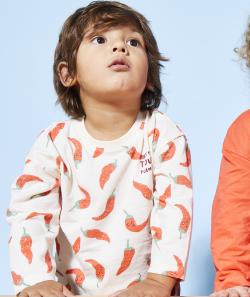T-shirt bébé garçon en coton bio écru avec imprimé piment - 18 M