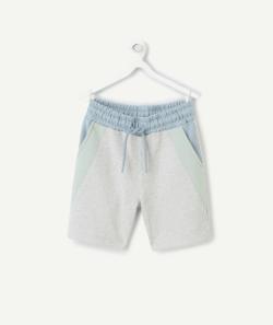 Bermuda garçon en coton bio gris vert et bleu - 6 A
