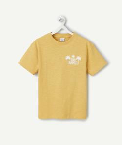 T-shirt manches courtes garçon en coton bio jaune thème soleil - 12 A