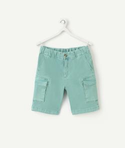 Bermuda cargo garçon en viscose responsable couleur vert avec poches - 9 A