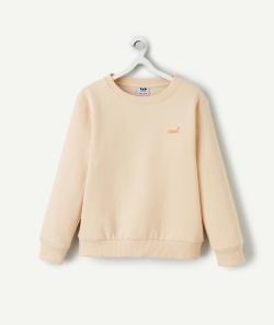 Sweat manches longues garçon en fibres recyclées orange avec message brodé - 5 A