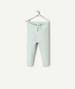 Legging bébé garçon en coton bio côtelé vert clair - 3 M