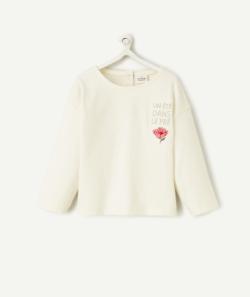 T-shirt manches longues bébé fille en coton bio avec broderies - 9 M