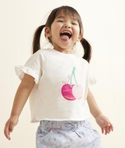 T-shirt manches courtes bébé fille coton bio blanc avec animation - 12 M