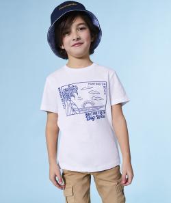 T-shirt manches courtes garçon 100% coton blanc thème surf - 4 A