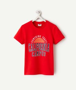 T-shirt manches courtes garçon en coton bio rouge thème californie - 6 A