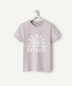 T-shirt manches courtes garçon en coton bio lilas thème vacances - 5 A