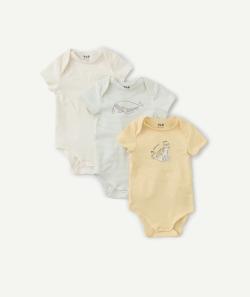 Lot de 3 body manches courtes bébé en coton bio avec motif - 18 M