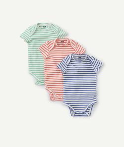 Lot de 3 body manches courtes bébé marinière - 9 M