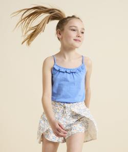 Short fluide fille en viscose responsable imrprimé fleuri avec ouvertures - 8 A