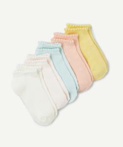Lot de 5 paires de socquettes fille colorées avec festons - 35-37