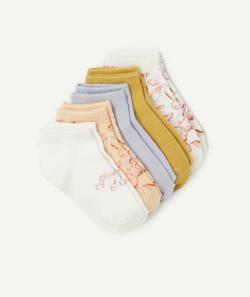 Lot de 5 paires de socquettes fille orange jaune et bleu thème frutis - 31-34
