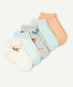 Lot de 5 paire de socquettes garçon thème dino - 38-40