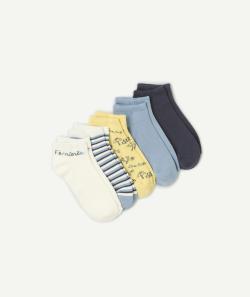 Lot de 5 socquettes garçon thème été bleu et jaune - 38-40