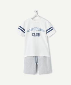 Pyjama manches courtes garçon en coton bio blanc et gris avec messages - 5 A