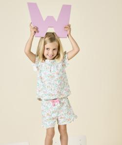 Pyjama fille en coton bio blanc imprimé fleurs - 8 A