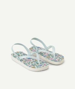 Tong fille blanche à imprimé fleuris - 34-35