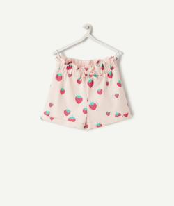 Short bébé fille en coton biologique rose imprimé fraises - 9 M
