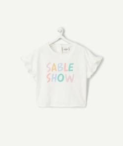 T-shirt manches courtes en coton bio blanc avec message - 9 M