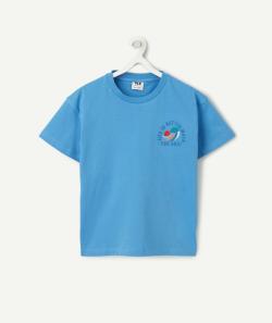 T-shirt manches courtes garçon en coton bio bleu thème surf - 10 A