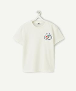 T-shirt manches courtes garçon en coton bio blanc thème surf - 4 A