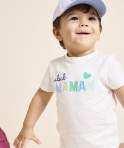 T-shirt bébé garçon en coton bio message club maman - 12 M