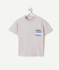 T-shirt garçon en coton bio violet broderies thème beach - 8 A