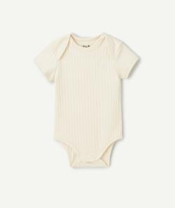 Body manches courtes bébé côtelé écru avec message mini nous - 24 M