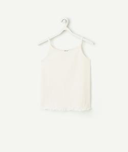 Débardeur fille en coton bio écru côtelé - 6 A