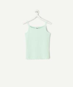 T-shirt sans manches fille en coton bio vert pastel - 8 A