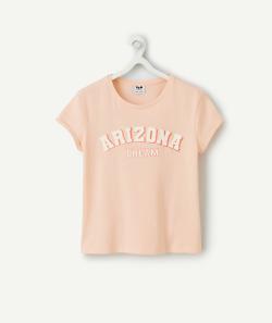 T-shirt manches courtes fille en coton bio rose message arizona - 4 A