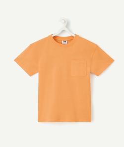 T-shirt manches courtes garçon en coton bio orange - 12 A