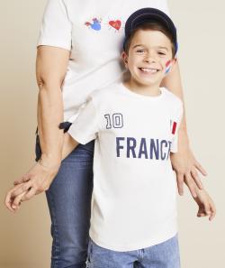 T-shirt blanc garçon en coton bio thème foot - 4 A