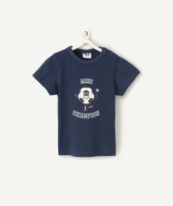T-shirt bleu marine bébé garçon en coton bio thème foot - 6 M