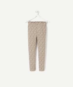 Legging fille en coton bio écru imprimé léopard - 4 A