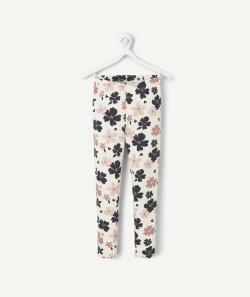 Legging fille en coton bio imprimé fleuri rose et bleu - 6 A