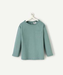 T-shirt manches longues bébé garçon en coton bio vert avec poche sur le cœur - 12 M
