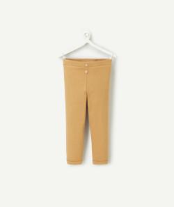 Legging côtelé bébé fille en coton bio camel - 12 M