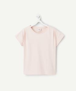 T-shirt manches courtes fille en coton bio rose pâle - 8 A