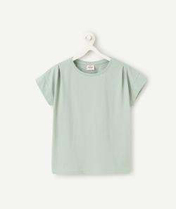 T-shirt manches courtes et col rond fille en coton bio vert d'eau - 8 A