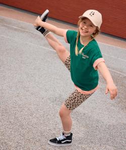 T-shirt manches courtes fille en coton bio vert thème campus - 10 A