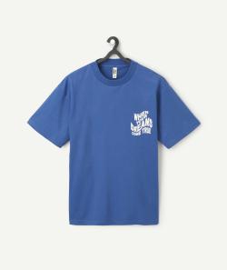 T-shirt manches courtes garçon en coton bio bleu roi avec message rêve - M