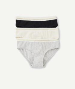 Lot de 3 culottes fille en coton bio côtelé noir gris et écru - 10 A