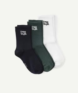 Lot de 3 paires de chaussettes bleues blanches et vertes - 39-42