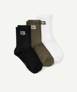 Lot de 3 paires de chaussettes noires blanches et vertes - 39-42