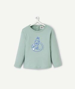 T-shirt manches longues bébé garçon en coton biologique vert avec motif renard - 12 M