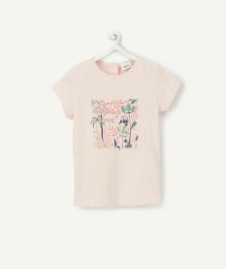 T-shirt bébé fille en coton bio rose avec imprimé floral - 24 M