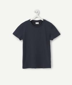 T-shirt uni garçon en coton biologique bleu marine - 2 A